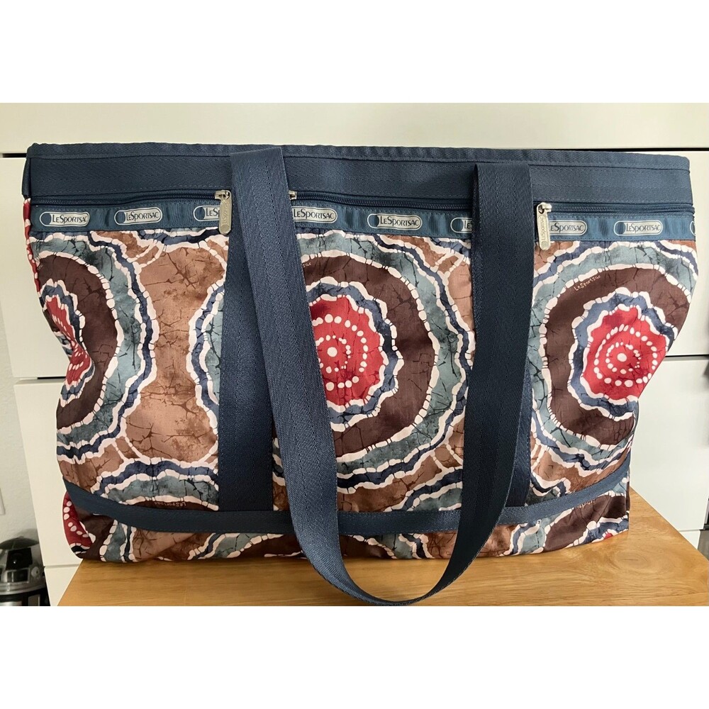 Le Sportsac Batik Large Travel Luggage Tote Weekender Shopper Bag Lesportsac